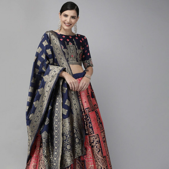 https://www.letshopz.com/products/pink-navy-blue-woven-design-semi-stitched-lehenga-unstitched-blouse-with-dupatta
