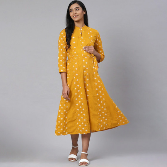 https://www.letshopz.com/products/women-mustard-yellow-off-white-printed-pure-cotton-maternity-a-line-dress